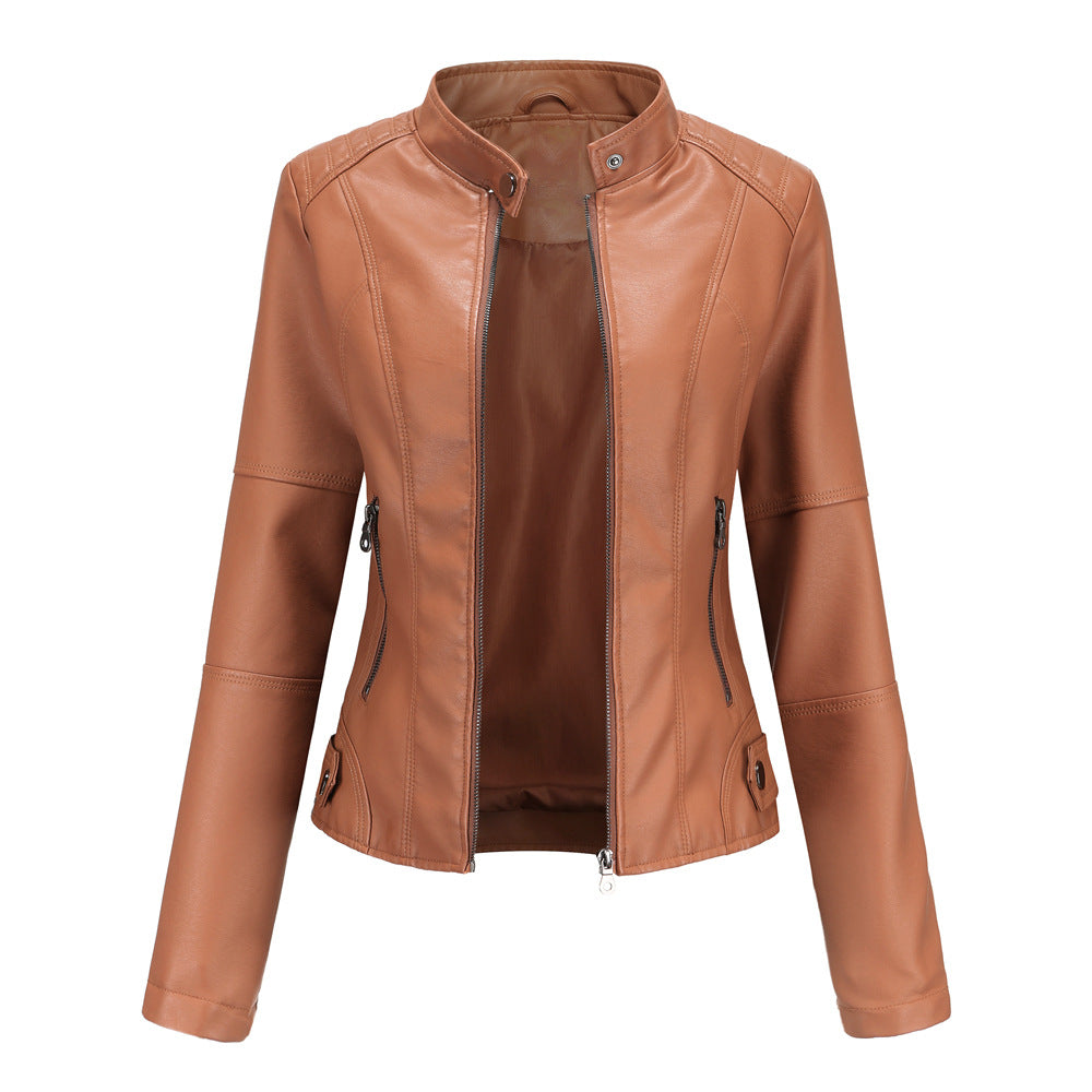 Women Autumn And Winter Solid Color Short Jacket camel