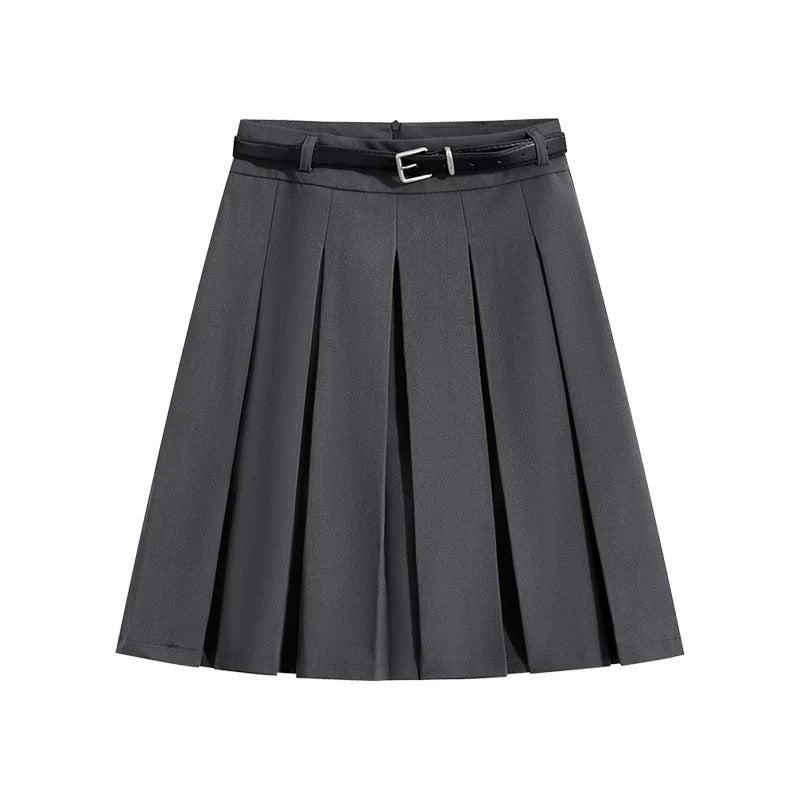 Women Summer Gray High Waist All Matching A line Skirt Umbrella Skirt Pleated Skirt