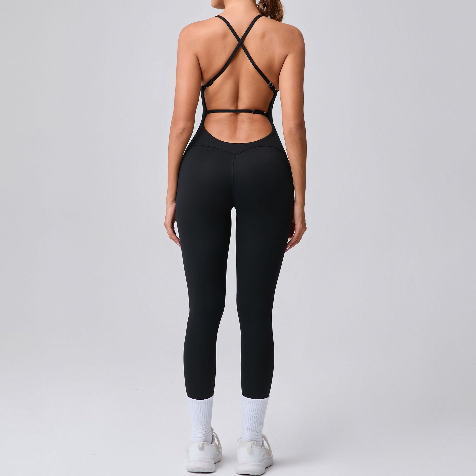 Adjustable Shoulder Strap Beauty Back Peach Hip Sports Fitness Clothes Tight Yoga Jumpsuit