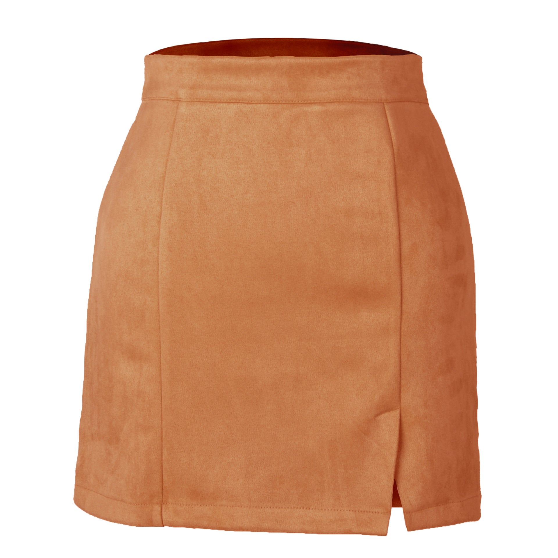 Women Clothing Suede Hip Skirt High Waist Zipper Autumn Winter A line Solid Skirt Women Khaki