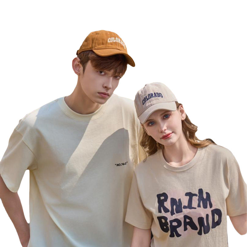 Vintage Embroidered Letter Graphic Baseball Cap Yellow Beige Couple Peaked Cap Outdoor Casual Sun Hat One Size Multi