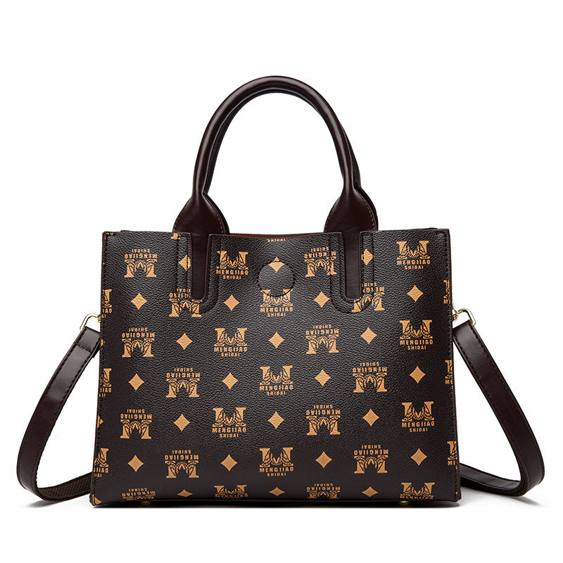 Women Handbag Printed Women Bag Large Capacity Totes Light Luxury Bag One Size Large M Brown