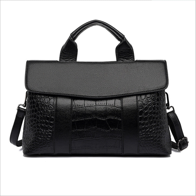 Women Handbag Embossing Boston Bags Large Capacity Work Office Bag Women Shoulder Crossbody One Size Black