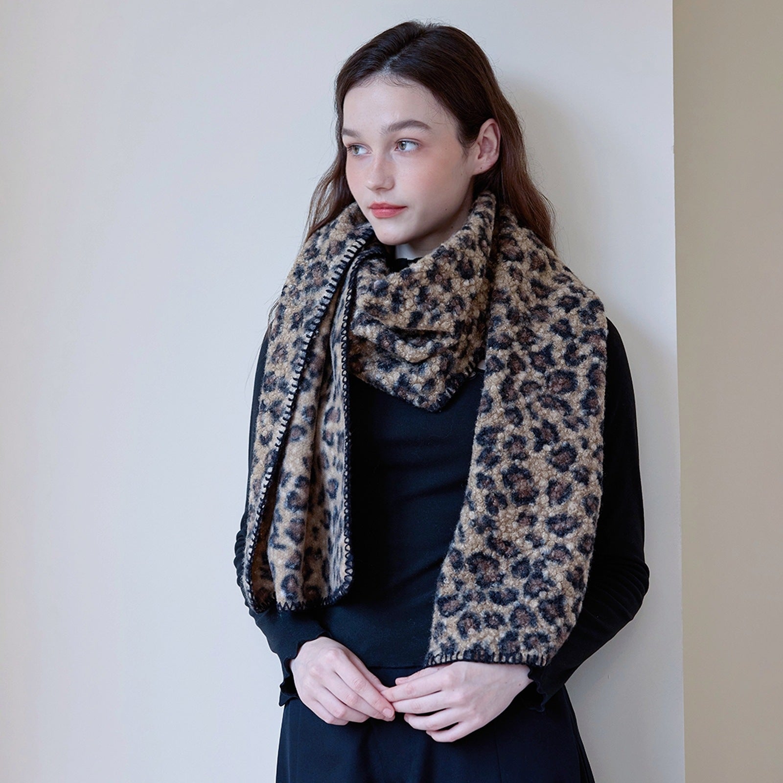 Vintage Leopard Print Scarf Women Autumn Winter Warm Animal Pattern Printed Bib Shawl