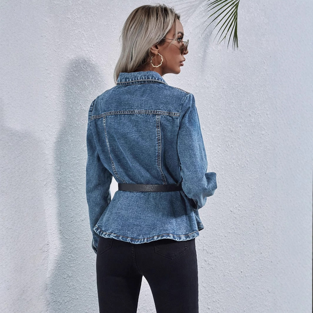 Women Wear Waist Slimming Short Denim Jacket