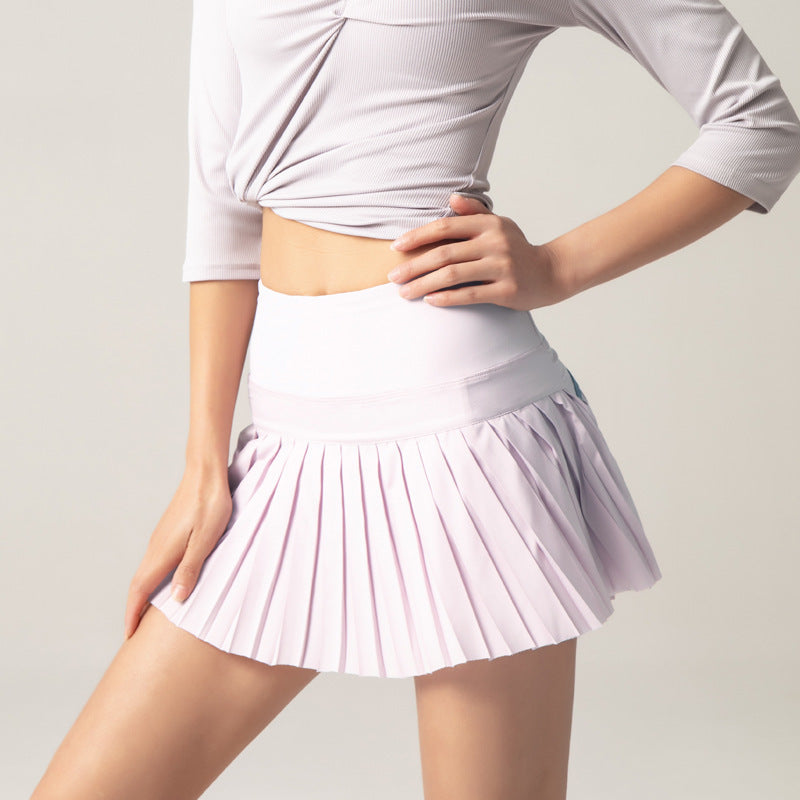 Summer Ultra-Short Pleated Skirt Sports Running Faux Two-Piece Skirt Sports Mini Skirt Tennis Skirt Anti-Exposure Pink