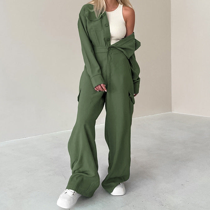 Workwear Mountain Long Sleeved Trousers Jumpsuit Autumn Winter Women Clothing