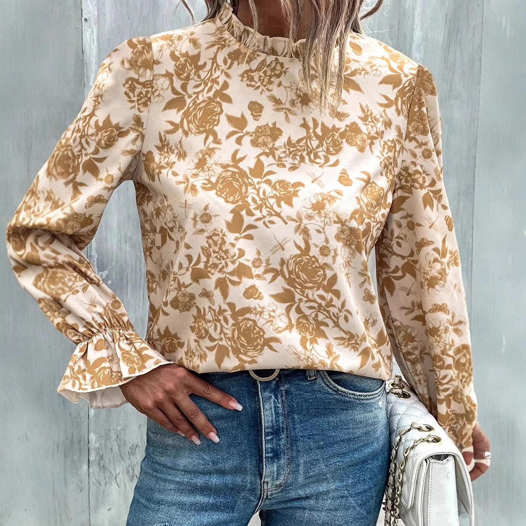 Women Spring Floral Print Casual Shirt