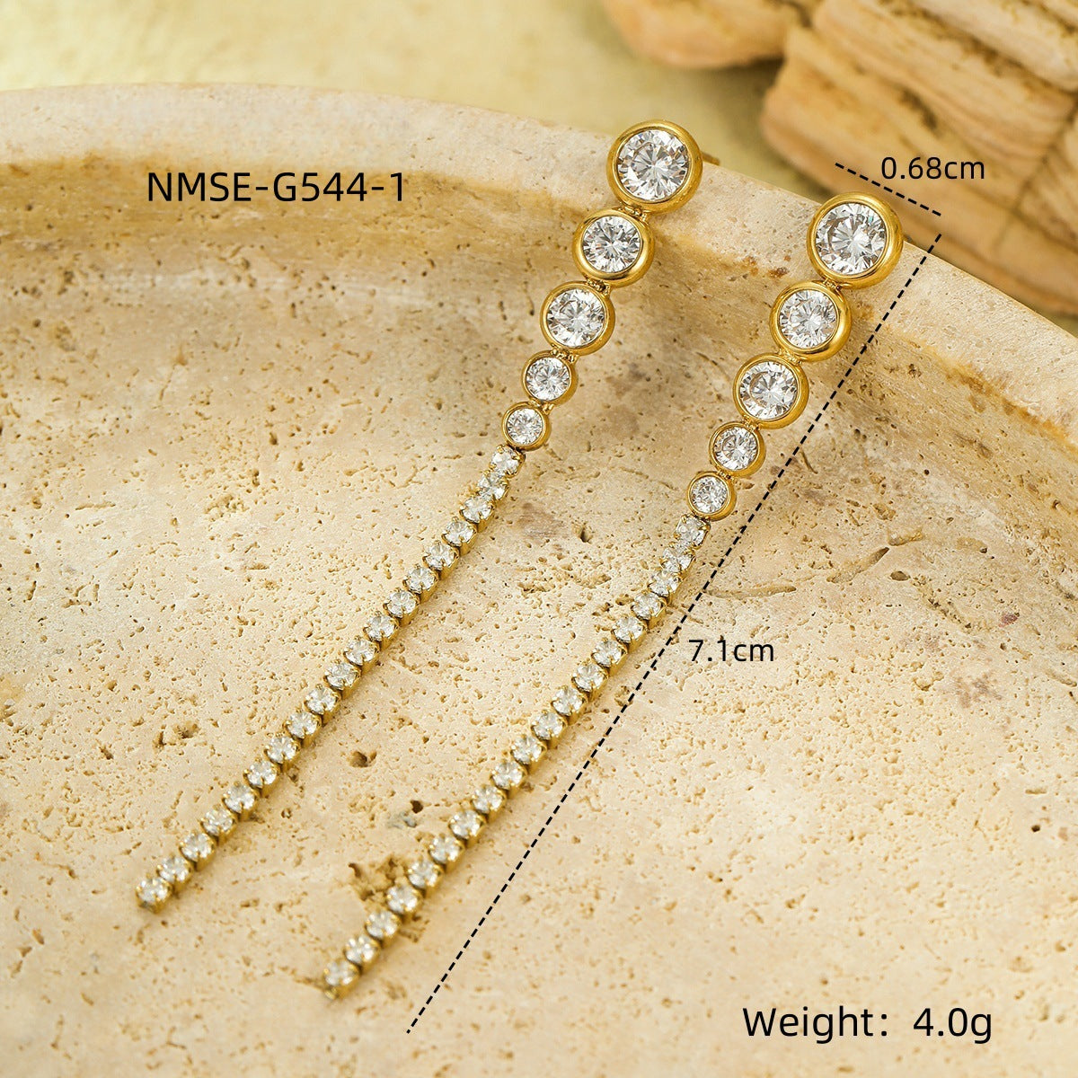 Women Wild Long Fringed Zircon Earrings Design Ear Studs Earrings One Size Gold Tassel