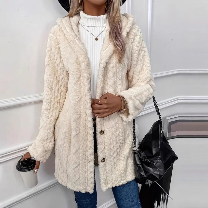 Women Clothing Personalized Lambswool Casual Fashionable Jacket White