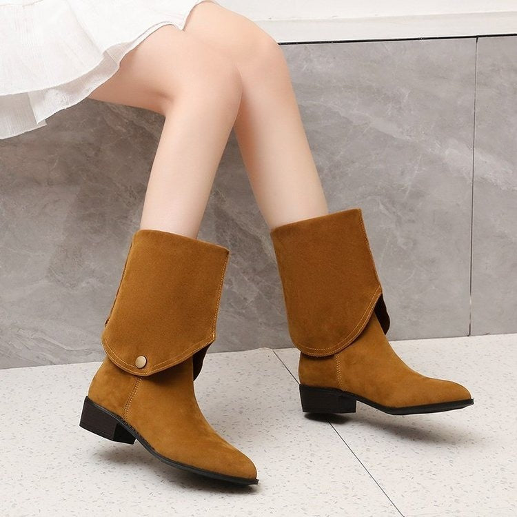 Western Cowboy Boot Pointed Toe Knight Boots Autumn Winter Chunky Heel Sexy Boots