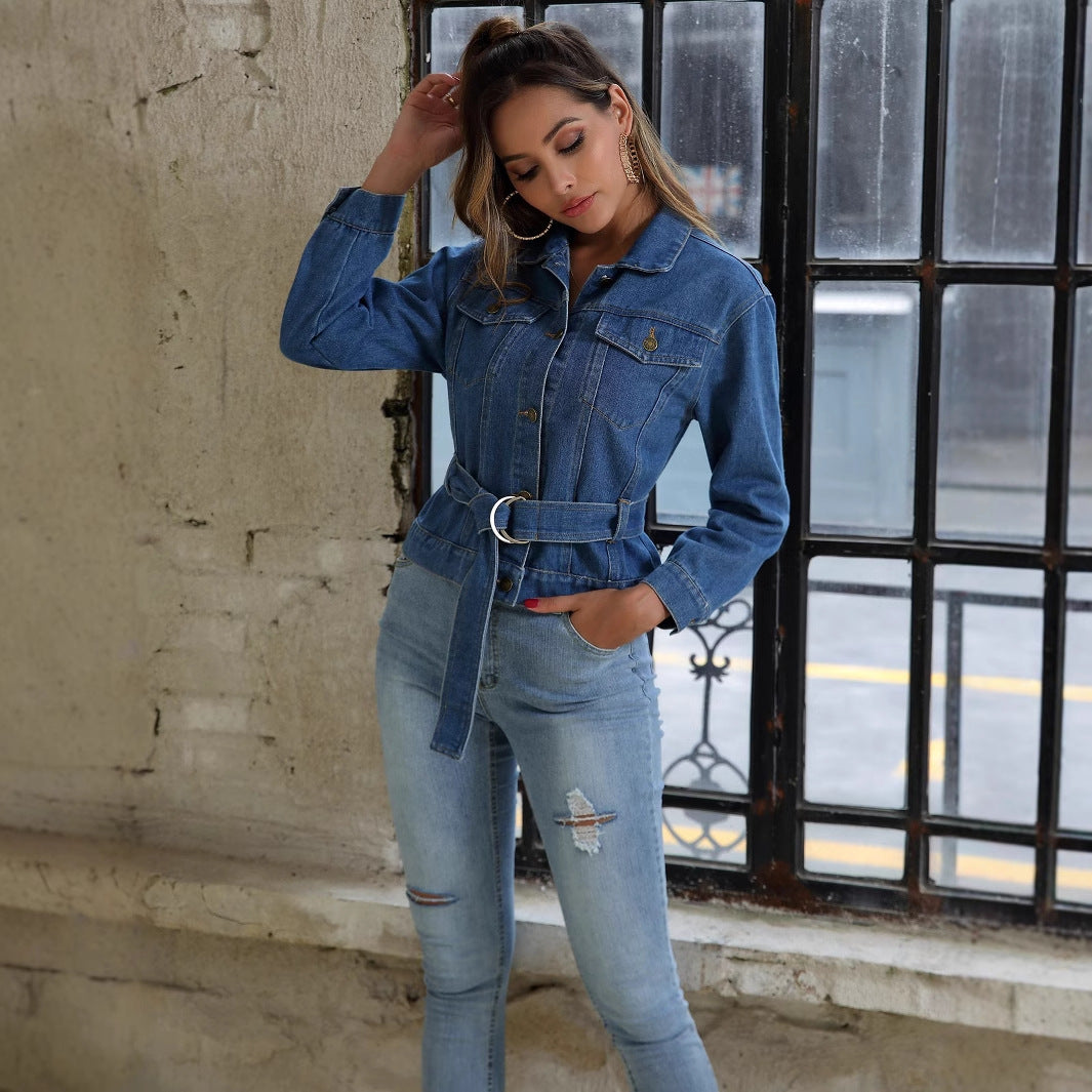 Women Clothing All Match Slim Fit Denim Coat