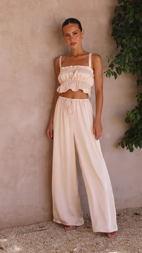 Summer Street Wide Leg Two Piece Set Apricot