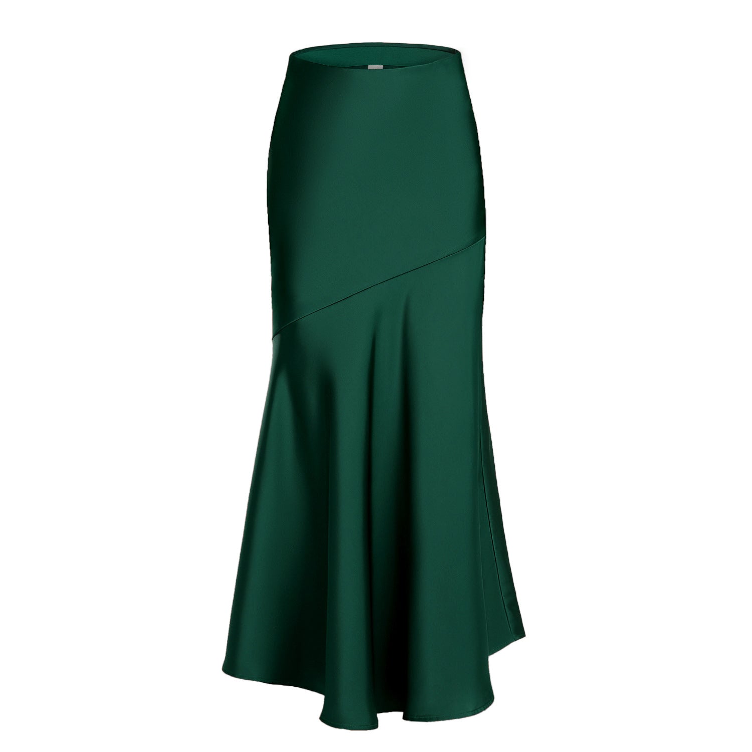 Women Acetate Satin Skirt Dark Green