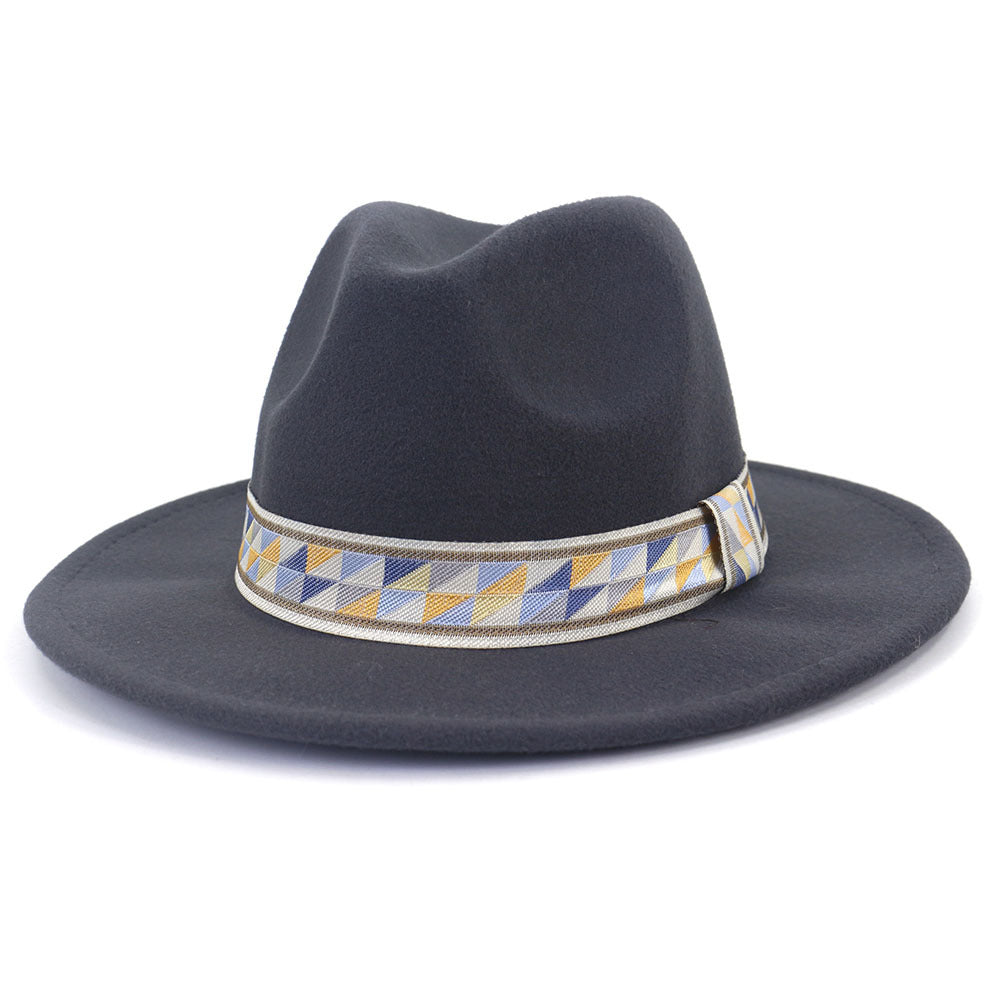 [Minimum order quantity is 2 pieces]Ethnic Woolen Hat Autumn Winter British Men Women Woolen Hat 58cm Dark Grey