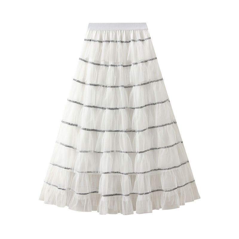 Women Autumn Winter High Waist Slimming Midi Skirt One Size White