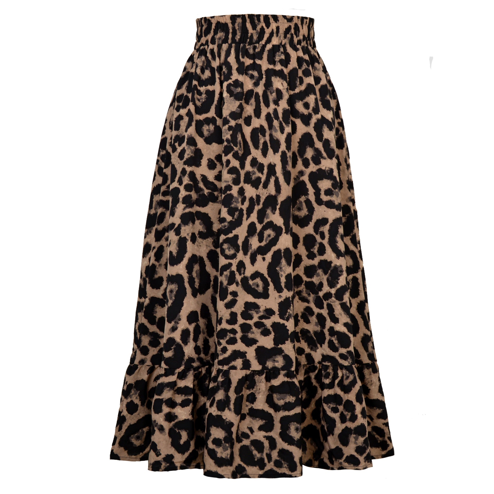 Women Clothing Sexy Leopard Print High Waist Skirt Loose Swing Women Skirt Brown