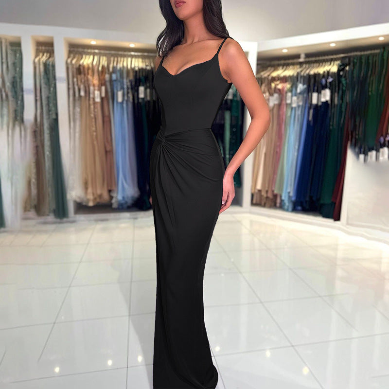 Twisted Strap Elegant Dress Dress Women Socialite Elegant Sexy Slim Fit Slit Dress