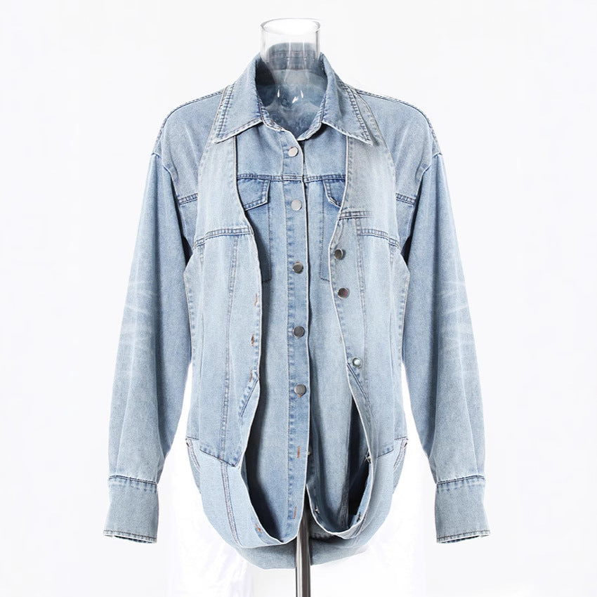 Spring Personalized Minority Three Wearing Methods Sexy Halterneck Vest Denim Coat Women