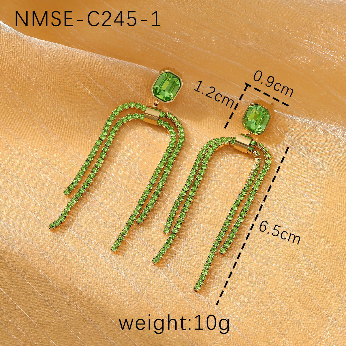 Tassel Pearl Titanium Steel Earrings Women Light Luxury High Grade Diamond Embedded Non Fading Stainless Steel Eardrop One Size NMSE-C245-1 Gold-Green