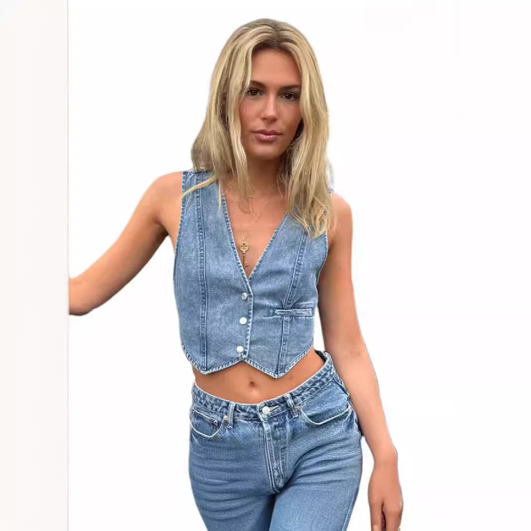 Tume Casual Denim Vest for Women