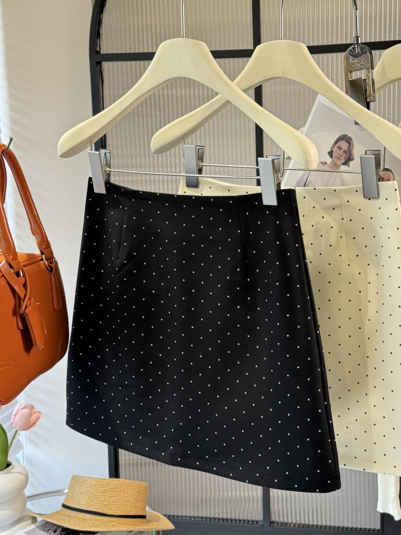 White Polka Dot Skirt Casual Black Hip Wrapped Skirt Women Summer Sexy High Waist A line Skirt Set Skirt Black