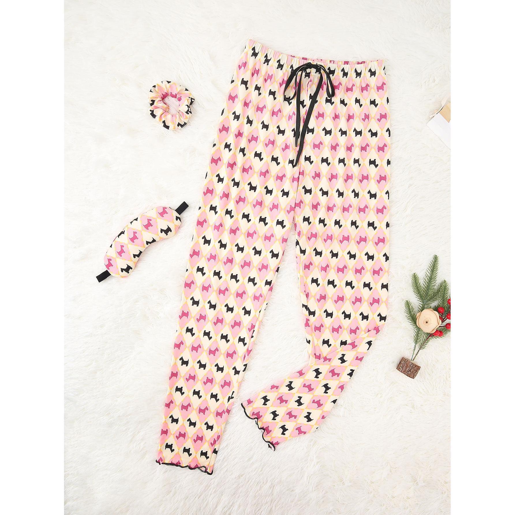 Women Spring Autumn Cute Animal Print Summer Ladies Homewear Five Piece Set