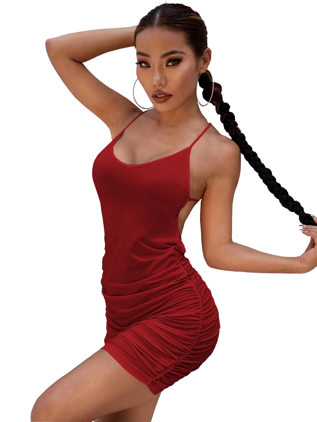 Women Clothing Night Club Sexy V-neck Backless Suspender Sheath Dress Knitted