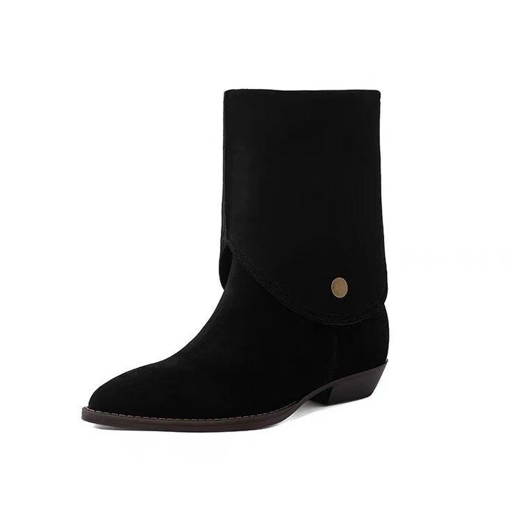 Western Cowboy Boot Pointed Toe Knight Boots Autumn Winter Chunky Heel Sexy Boots