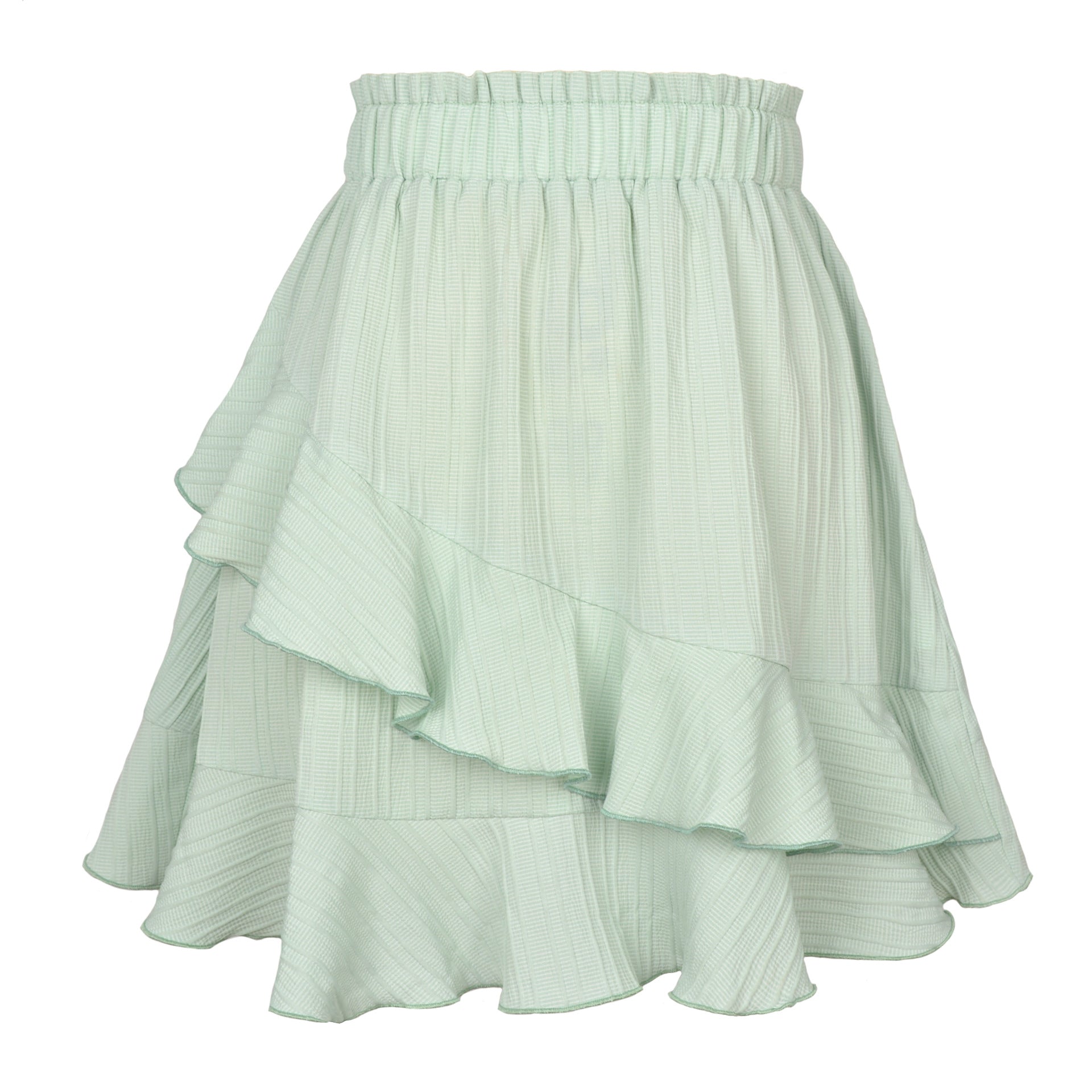 Summer Ruffled Skirt Women Clothing High Waist Irregular Asymmetric Solid Color Skirt