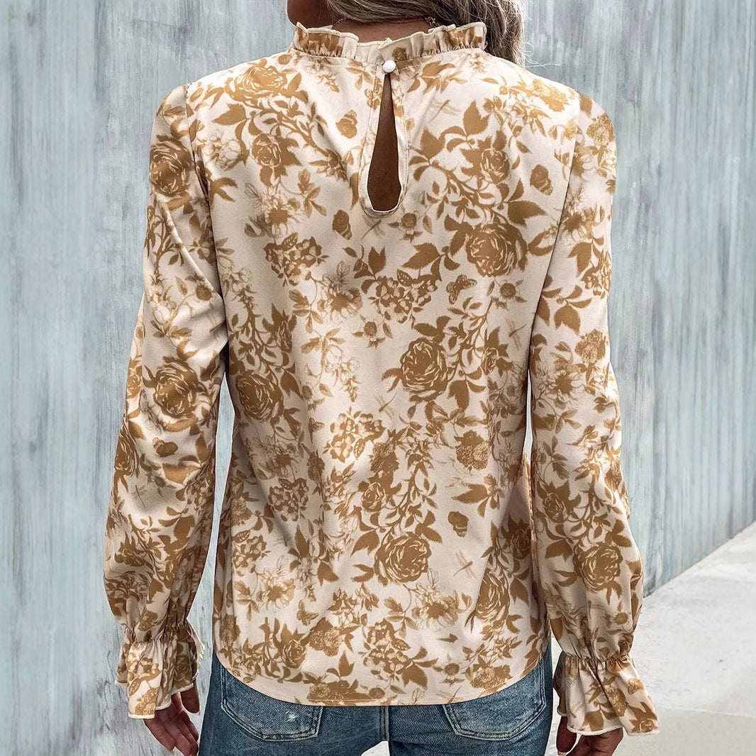 Women Spring Floral Print Casual Shirt