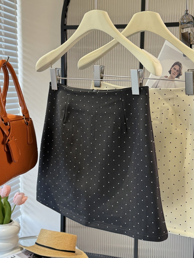 White Polka Dot Skirt Casual Black Hip Wrapped Skirt Women Summer Sexy High Waist A line Skirt Set Skirt Gray