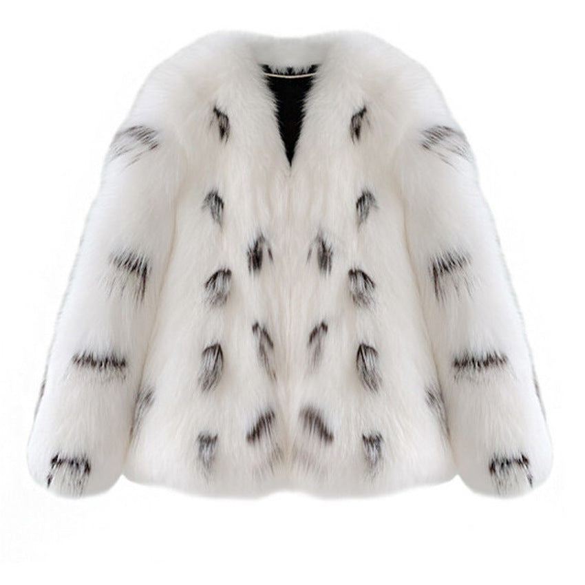 Women Autumn Winter Fox Fur Fur Coat Short Slim Raccoon Fur Coat Casual plus Size Black White