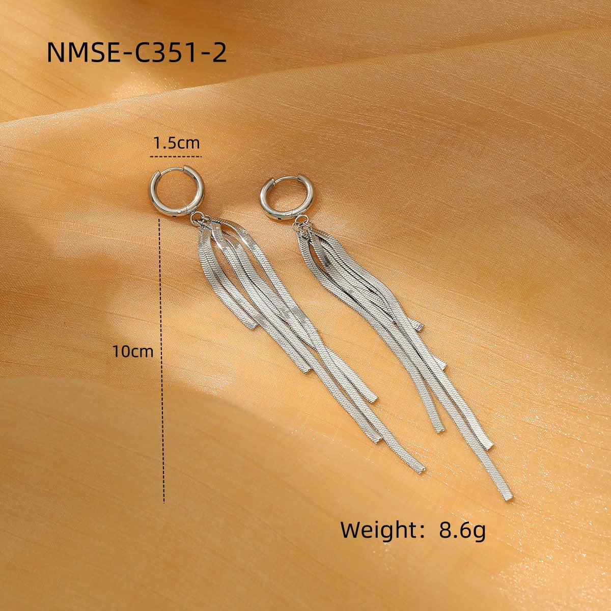 Tassel Pearl Titanium Steel Earrings Women Light Luxury High Grade Diamond Embedded Non Fading Stainless Steel Eardrop One Size NMSE-C351-2 Steel Color