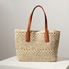 Woven Bag Women Straw Bag Elegant One Shoulder Straw Bag Portable Large Capacity Rattan Weave Bag Same Vacation Beach Bag One Size Belt Crochet Beige