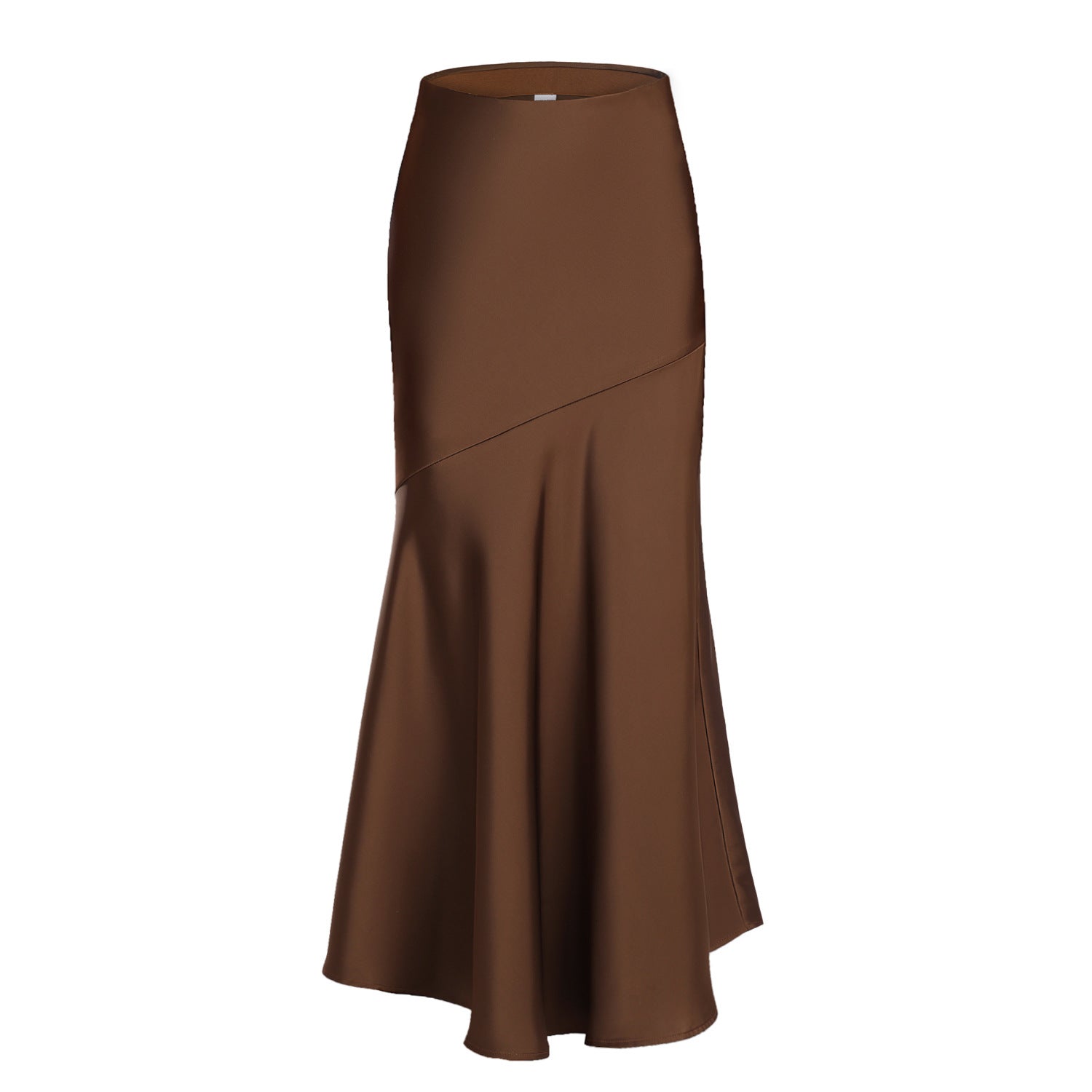 Women Acetate Satin Skirt Brown