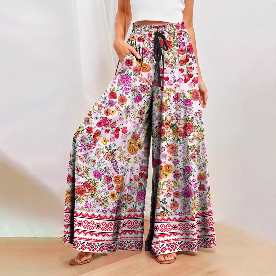 Spring Summer Women Casual Printing Vacation Bohemian Pants