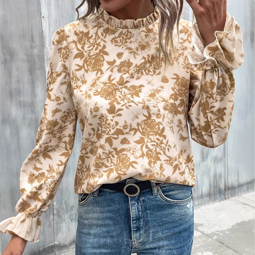 Women Spring Floral Print Casual Shirt