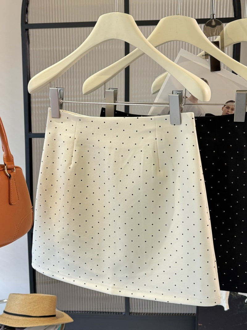 White Polka Dot Skirt Casual Black Hip Wrapped Skirt Women Summer Sexy High Waist A line Skirt Set Skirt White