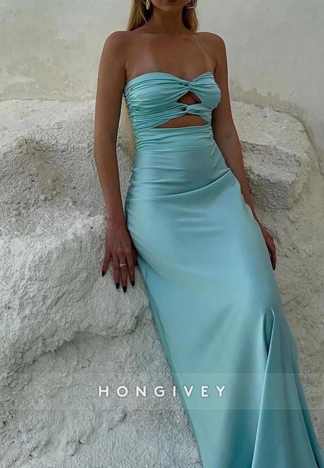 Sweetheart Mermaid Pleats Sleek Simple Prom Dresses