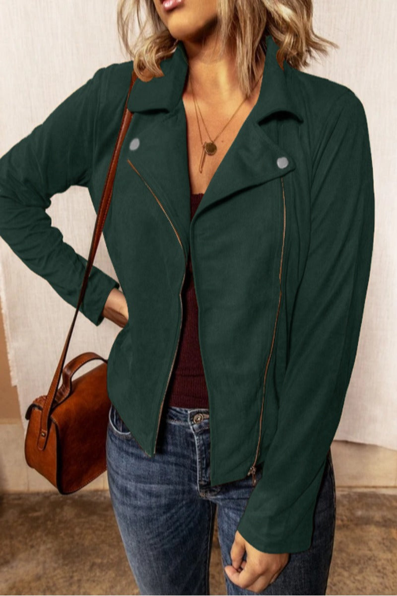 Turndown Collar Zipper Design Jacket(4  colors )