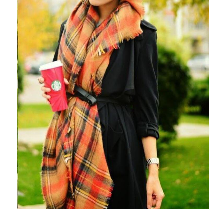 Autumn Leaves Color Soft Long Lattice Large Scarf