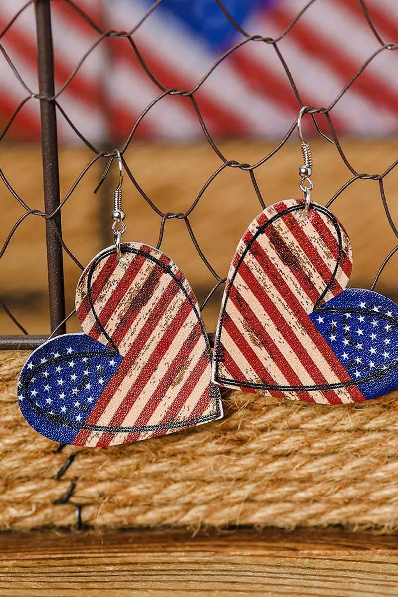 American Flag Star Hook Earrings