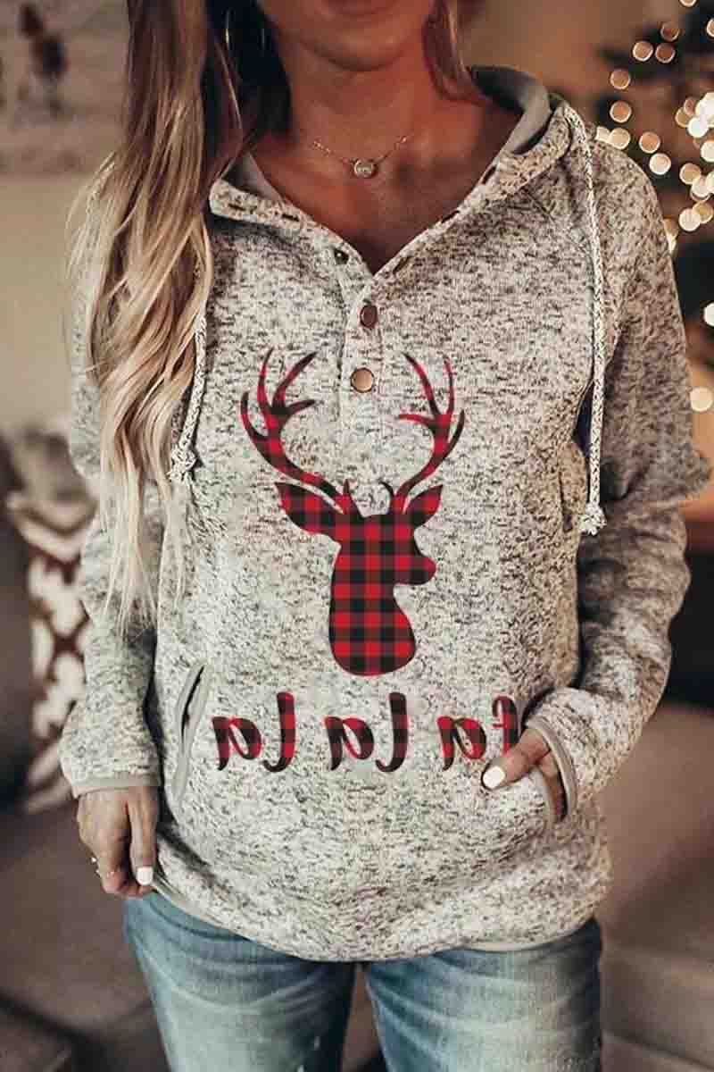 Women's Christmas Printed Long Sleeve Hoodie